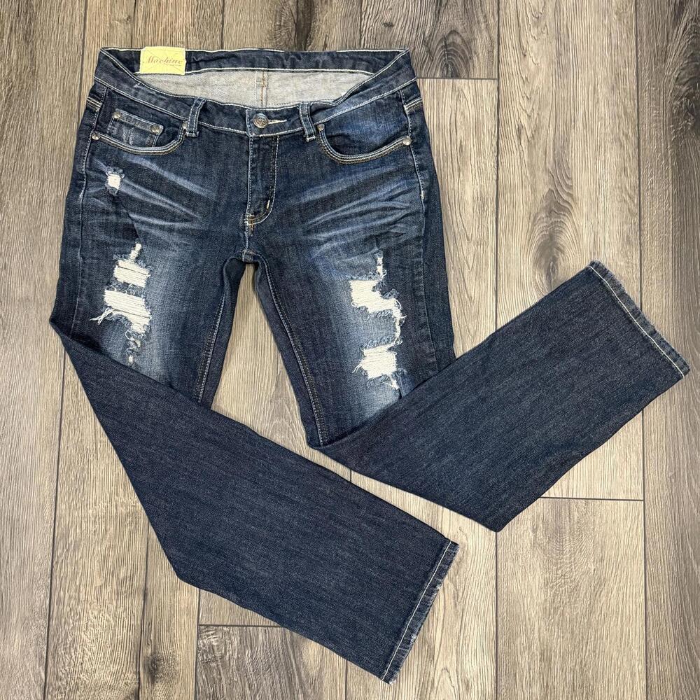 Machine Nouvelle Mode Distressed Jeans Size 32 Blue Denim Straight Leg